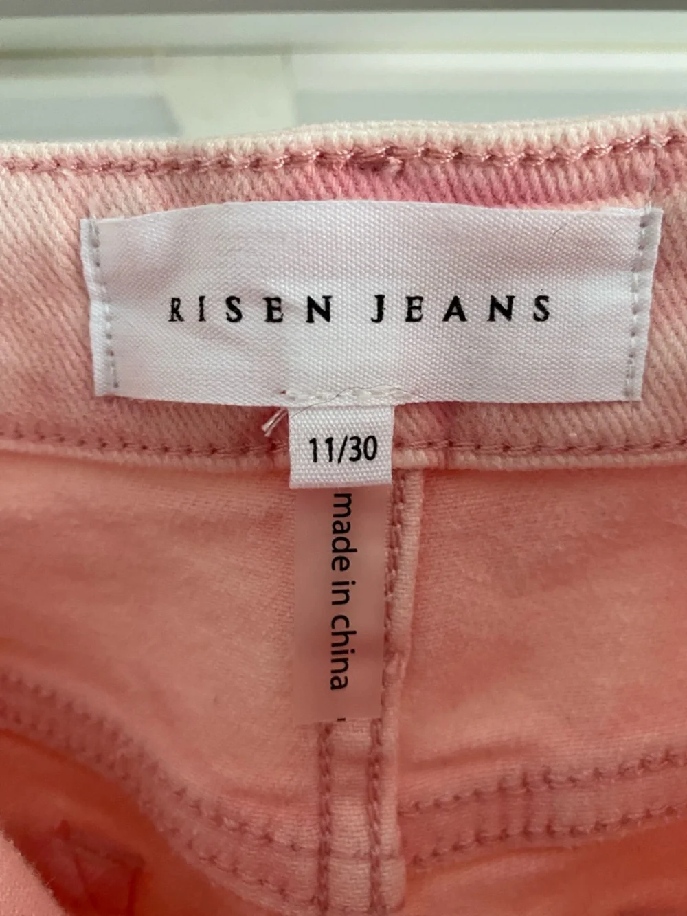 Risen Light Pink Distressed Jeans - Women's Flare, size 11/30, Like New! - Picture 3 of 8